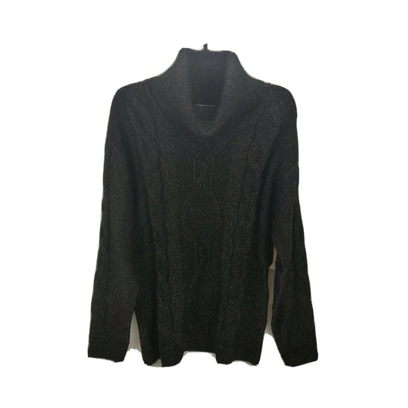 Charter Club Womens Sweater M Black Cowl Neck - Picture 2 of 13